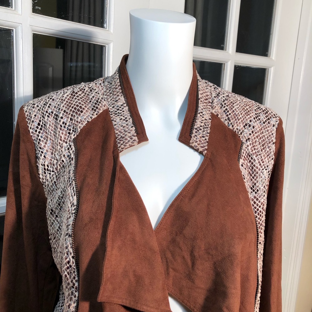 Alberto Makali open front faux suede/snake jackets - Picture 4 of 10